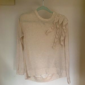 Banana Republic Long Sleeve Ruffle Ribbed Top